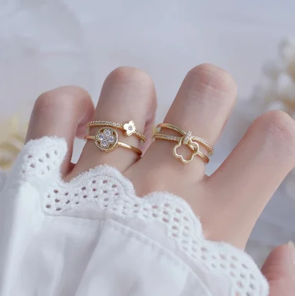 Flower Blossom Diamond Adjustable Ring