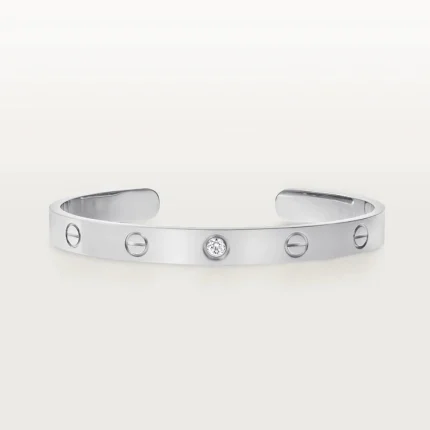 Beautiful 1 Diamond Open Cuff Love Bracelet