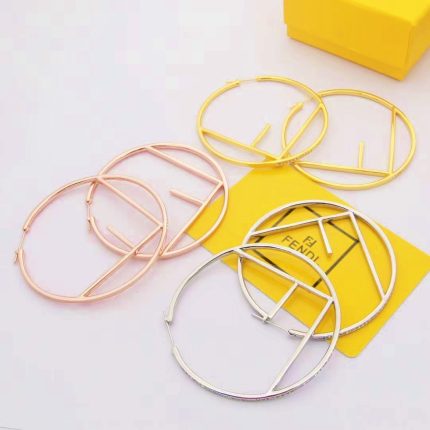 Large F Letter Crystal Hoop Earrings