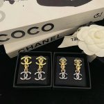 Luxury Silver And Gold CC Drop Charm Chain Link Earrings